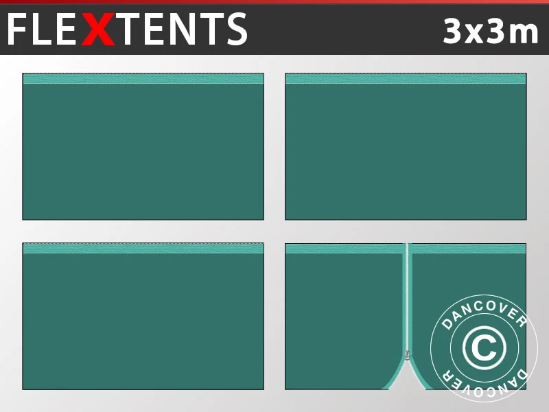 Seitenwand-Set für das Faltzelt FleXtents 3x3m, Grün - Image 2