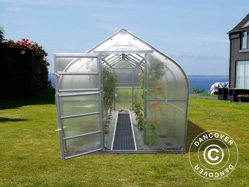 Gewächshaus Polycarbonat TITAN Dome 320, 30m², 2,5x12m, Silber - Image 3