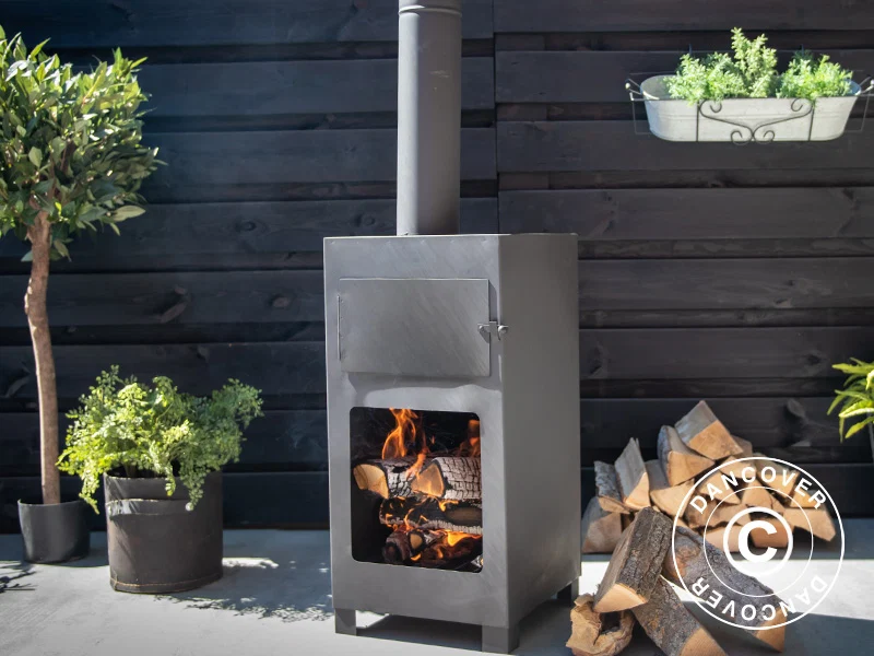 Holz-Pizzaofen, 38,9x38,9x140,5cm, Schwarz - Image 2