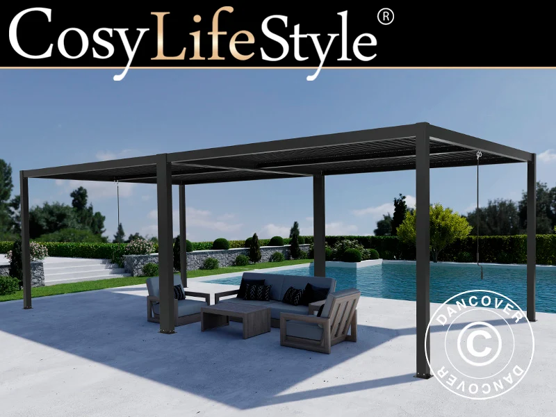Bioklimatische Pergola Pavillon San Pablo Alu+, 3x4m, Schwarz, 2 Stk. - Image 2