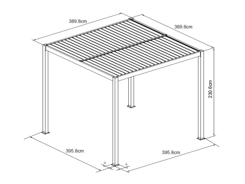 Bioklimatischer pergola pavillon San Pablo Alu+, 4x4m, Schwarz, 3 Stk. - Image 8