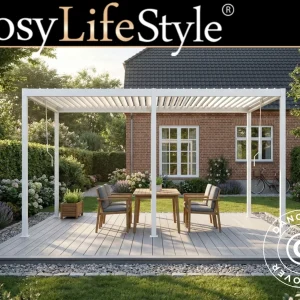Bioklimatischer Pergola Pavillon San Pablo Steel+, 3x5,8m, Weiß