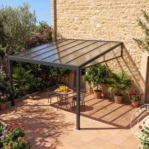 Terrassenüberdachung San Pablo Alu+, 4x4m, Schwarz