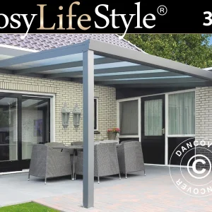 Terrassenüberdachung Expert aus Polycarbonat, 3x4m, Anthrazit