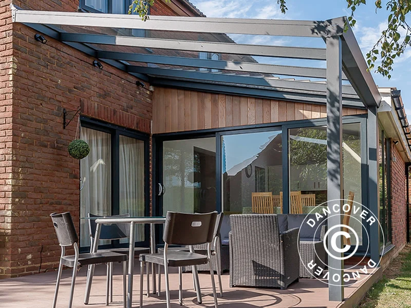 Terrassenüberdachung aus Glas, 3x5m, Anthrazit - Image 4