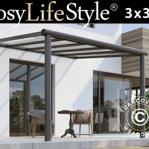 Terrassenüberdachung Compact aus Polycarbonat, 3x3,04m, Anthrazit