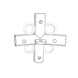 3-Wege-Verbinder mit 4 Ringen + Flansch, Ø42-54 mm, 140°