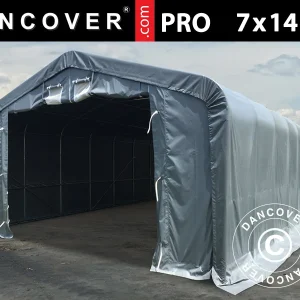 Lagerzelt PRO 7x14x3,8m PVC mit Dachfenster, Grau