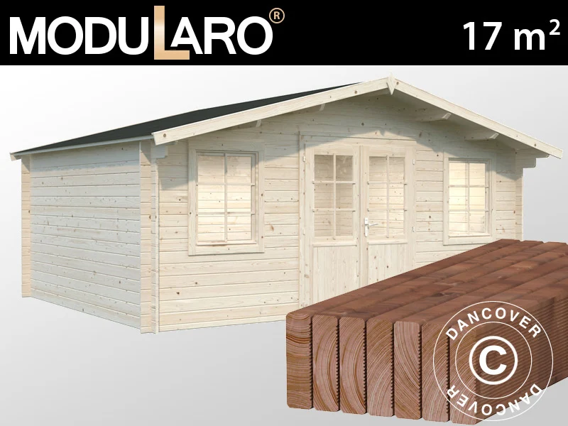 Gartenhaus mit Boden, 5,04x3,8x2,45m, 17m², Natur