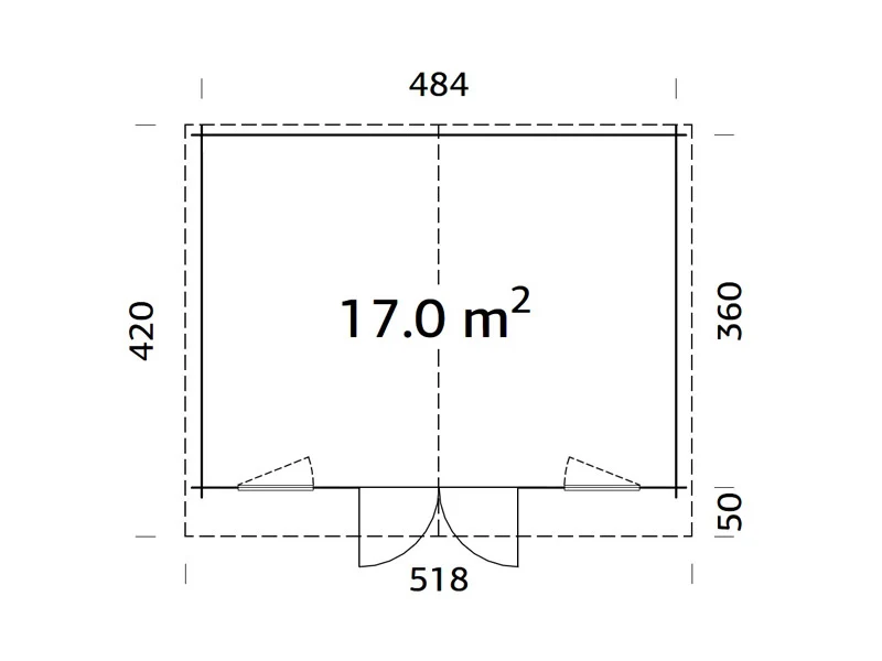 Gartenhaus mit Boden, 5,04x3,8x2,45m, 17m², Natur - Image 7