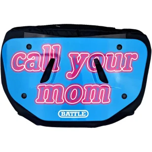 Placa traseira de futebol cromada Call Your Mom da Battle Sports - Azul/Rosa