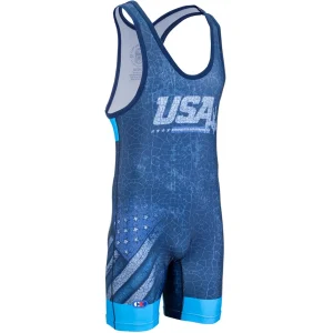 Cliff Keen The Patriot Sublimated Wrestling Singlet - Azul-marinho