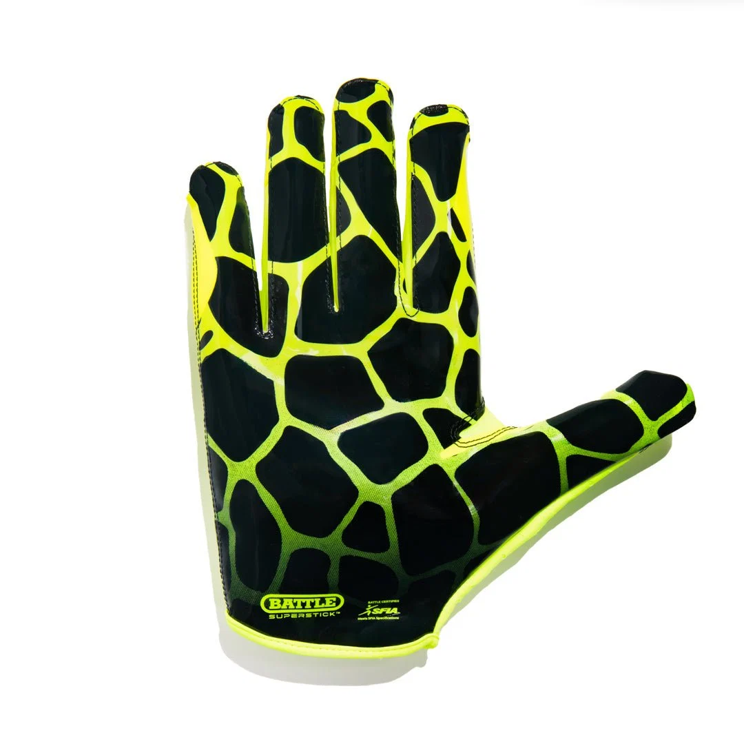 Luvas de futebol americano Battle Sports Adult "Giraffe" Doom Speed Receiver, Neon/Preto - Image 4