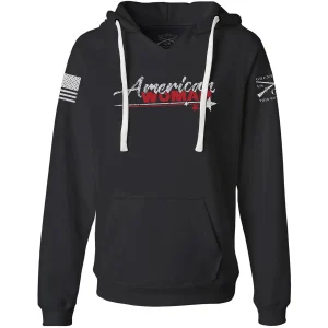 Grunt Style Feminino American Woman 2.0 V-Neck Pullover Hoodie - Preto