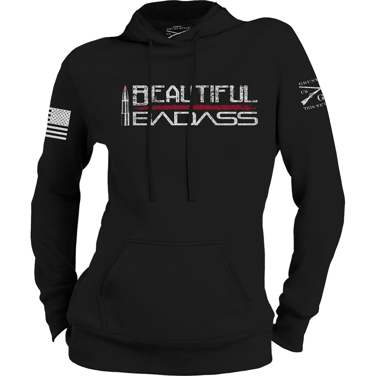 Grunt Style Feminino Lindo Badass Pullover Hoodie - Preto - Image 2