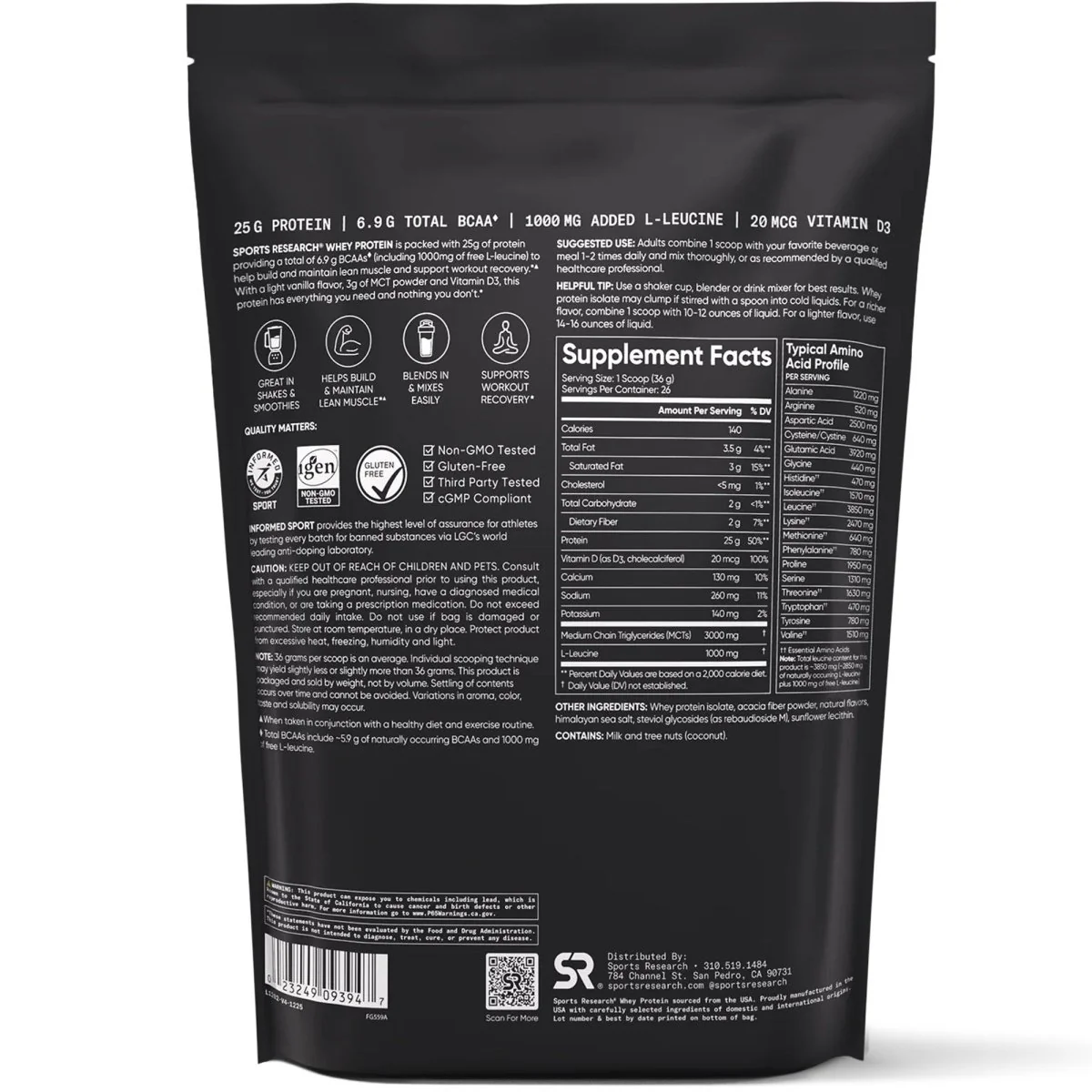 Proteína Isolada de Soro de Leite da Sports Research - Image 3
