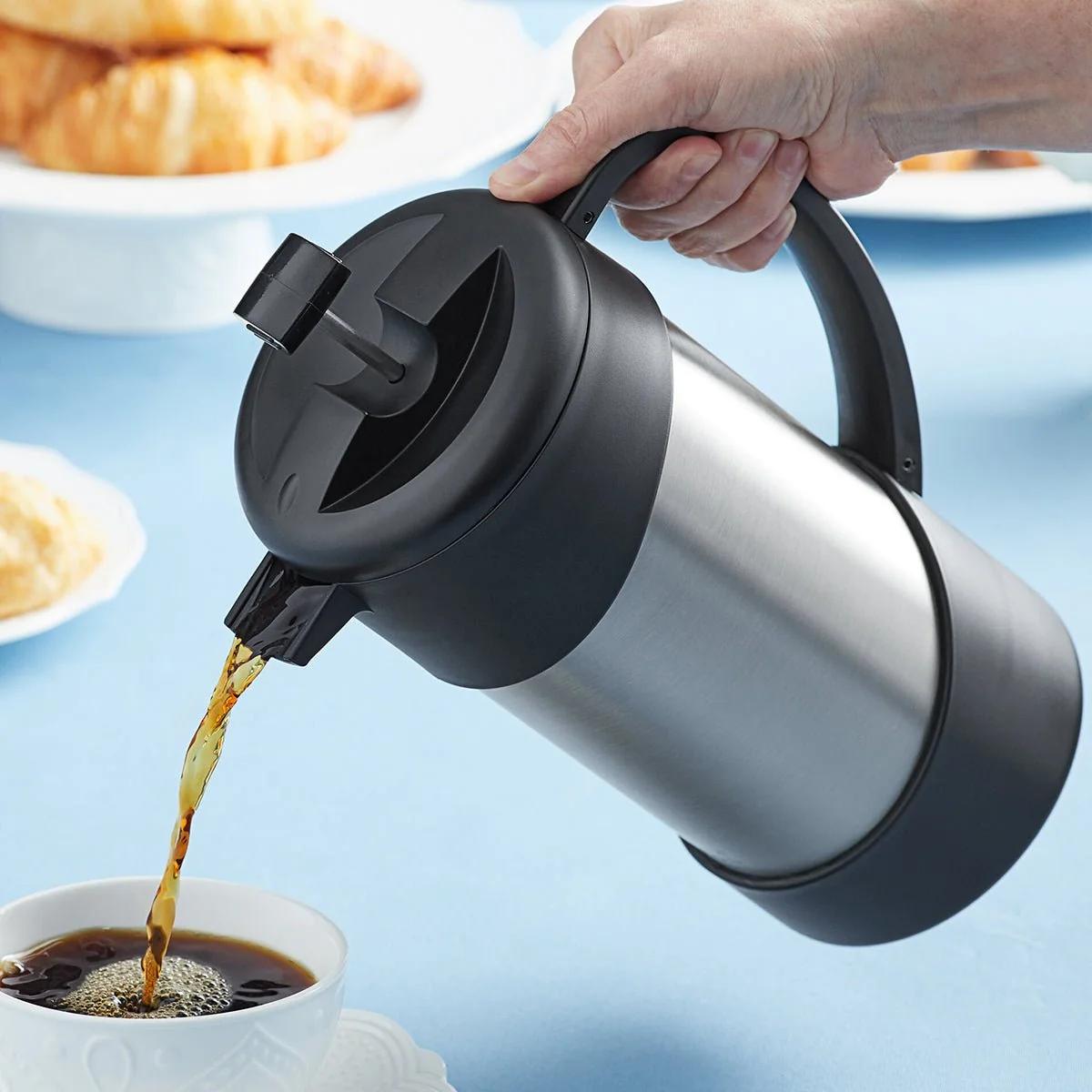 Thermos 34 oz. Prensa de café gourmet de aço inoxidável isolada - Prata/Preto - Image 3