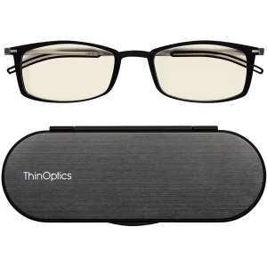 Óculos de leitura para computador ThinOptics Brooklyn Blue Light Blocker com estojo Milano