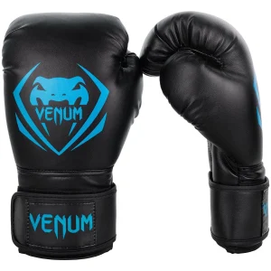 Luvas de boxe de treinamento Venum Contender Hook and Loop - Preto/Ciano