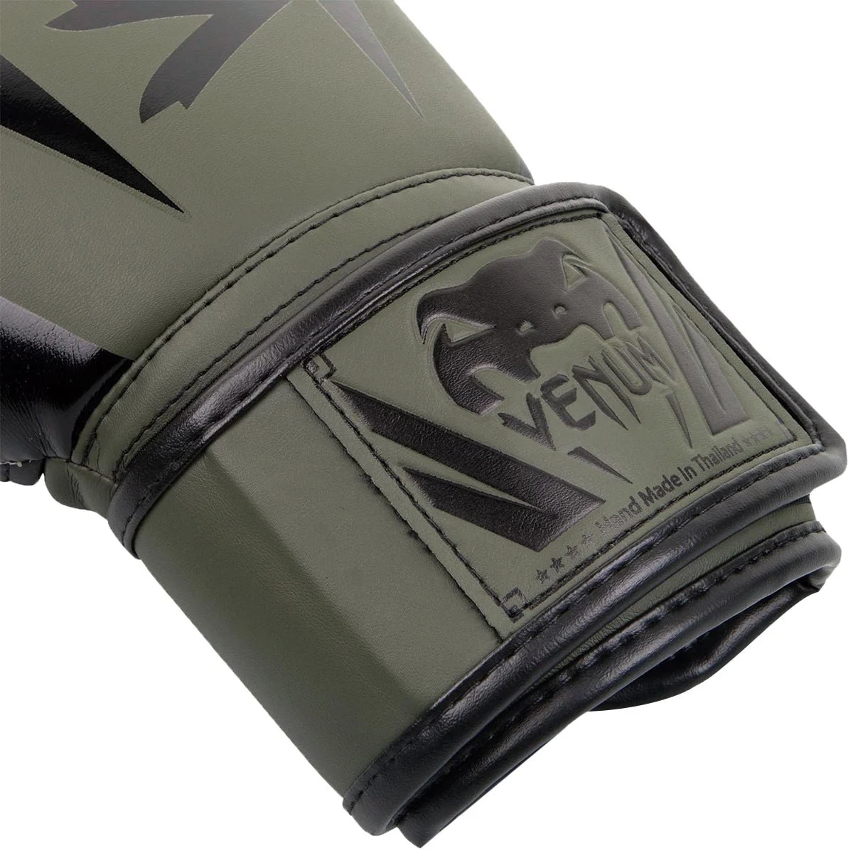 Luvas de boxe de treinamento Venum Elite Skintex Leather Hook and Loop - Khaki/Black - Image 4