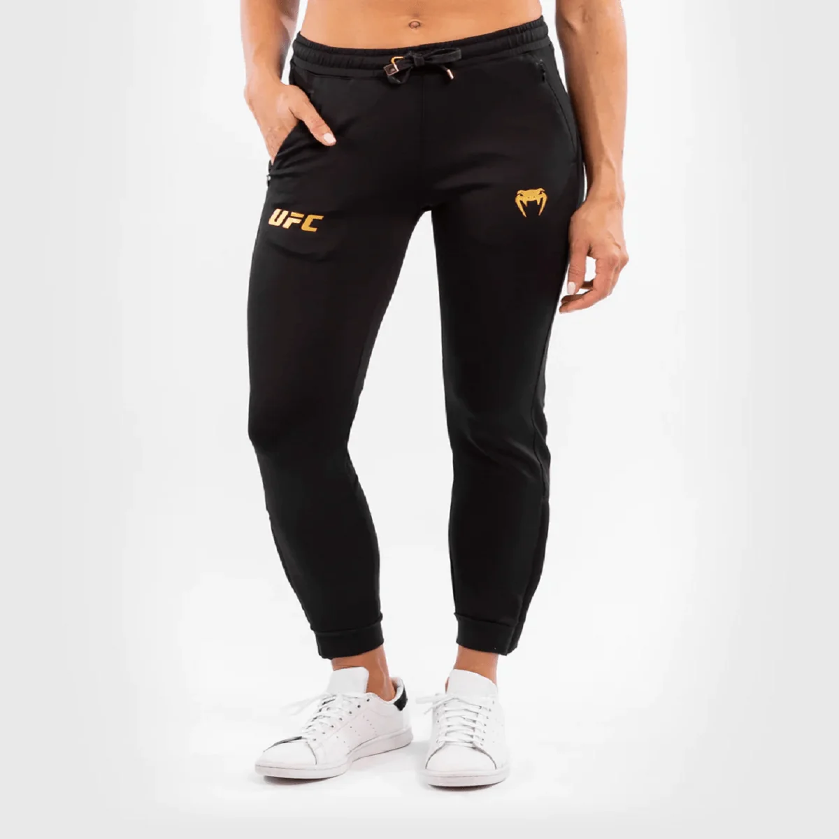 Venum Women's UFC Authentic Fight Night Walkout Calças de moletom - Preto/Dourado